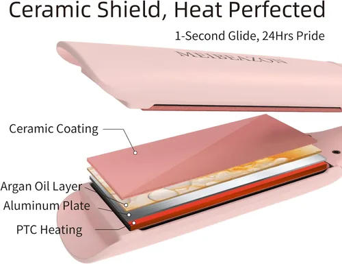 Miniatura 8 de Plancha plana para el cabello – Placa de cerámica de 1.7 pulgadas de ancho con tecnología iónica negativa, control digital de temperatura y doble