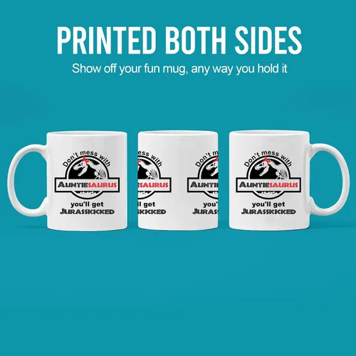 Miniatura 3 de Taza de café con texto en inglés «Don't Mess With Auntiesaurus You'll Get Jurasskicked» Best Funny New Aunt Gifts Coffee Mug Good Ideas From Niece