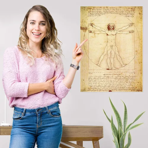 Miniatura 5 de Paquete de 3 – Vitruvian Man por Leonardo Da Vinci + The Old Guitarist por Pablo Picasso + póster de esqueleto de Van Gogh – impresiones artísticas
