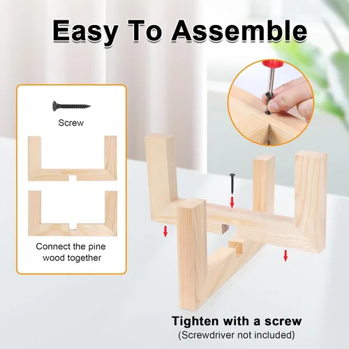Miniatura 5 de Vigordream Soporte para plantas, soporte de madera para interiores y exteriores, soporte para macetas individuales, soportes resistentes