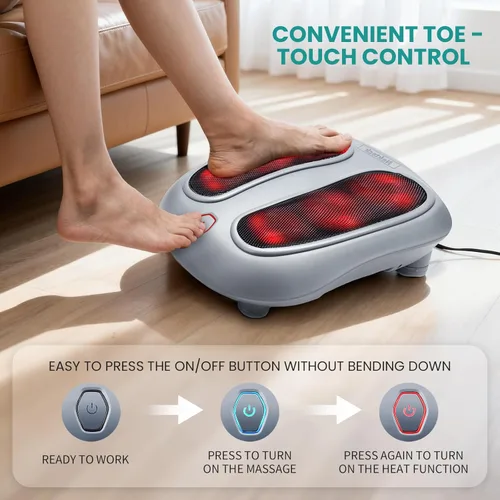 Miniatura 5 de Nekteck - Masajeador de pies, máquina de masaje mediante calor generado por electricidad, para fascitis plantar, función de calor infrarrojo Gris