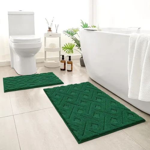 Miniatura 13 de HOMEIDEAS - Juego de alfombras de baño de 2 piezas, antideslizantes, lavables a máquina, de felpa extra suave y absorbente, para baño, tina y ducha