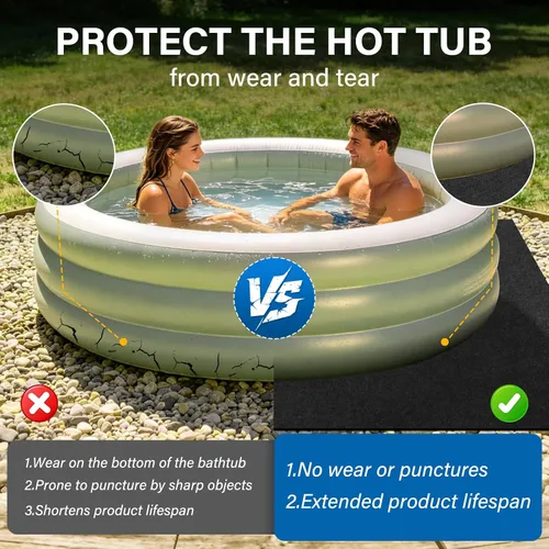 Miniatura 5 de Estera para bañera de hidromasaje de 80 * 80 Pulgadas, Almohadilla inflable para bañera de hidromasaje para interior y exterior, Accesorios