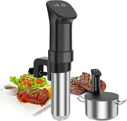 Máquina Sous Vide - Cocinador Suvee - Kit Sous Vide Rocyis con Tapa, Recetas - Circulador de Inmersión de Calentamiento Rápido de 1000W /