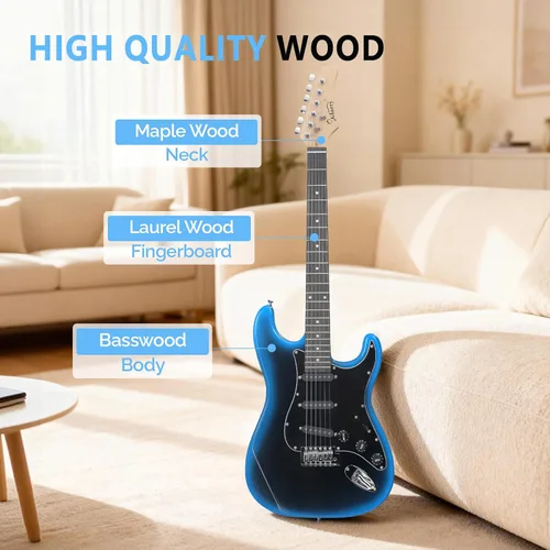 Miniatura 5 de GLARRY Guitarra eléctrica de tamaño completo para principiantes amantes de la música con amplificador de 20 W y paquete de accesorios para guitarra
