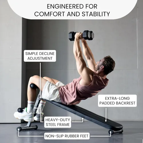 Miniatura 7 de Finer Form Gym-Quality Adjustable Sit Up Ab Bench & Decline Weight Bench for Home Gym Strength Training.
