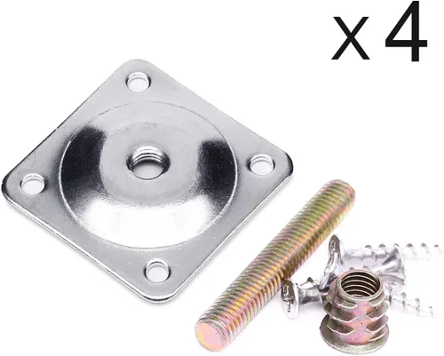Miniatura 3 de Placas de montaje de pata de mueble Anwenk, placas de fijación de patas de muebles de fuerza industrial T-Plate 5/16" (M8) patas de sofá con pernos