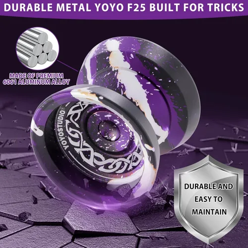 Miniatura 6 de YOYOSTUDIO F25 Trick Yoyo Profesional Sensible para Niños 8-12, Yoyo No Sensible para Truco de Dedo, Yoyo Pro con Kit de Accesorios de Yoyos, 10