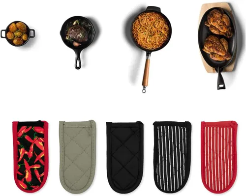 Miniatura 8 de Evoio Fundas de mango de sartén de hierro fundido, fundas para mango de olla, resistentes al calor, resistentes al calor, fundas para mango Negro