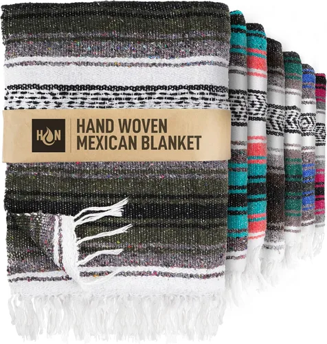 Miniatura 15 de Hydration Nation Auténtica manta mexicana extra grande (70 x 50 pulgadas), yoga tejida a mano, serape, falsa artesanal, playa, campamento, picnic