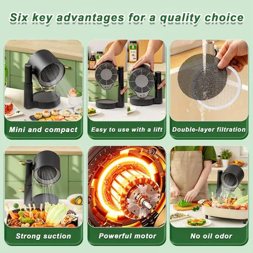 Miniatura 5 de Campana extractora portátil para cocina de RV, BBQ, olla caliente, ventilador de escritorio para cocina con 3 velocidades, altura telescópica, bajo