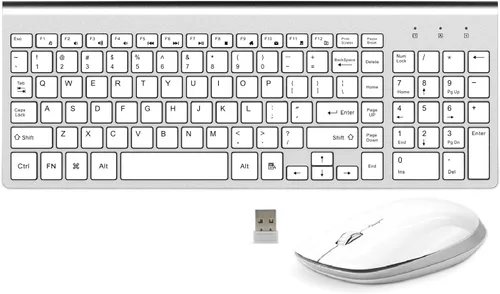 Miniatura 8 de FENIFOX Teclado y mouse inalámbricos, USB 2.4 GHz, silencioso, silencioso, perfil bajo, compacto, tamaño completo, plano, delgado, portátil