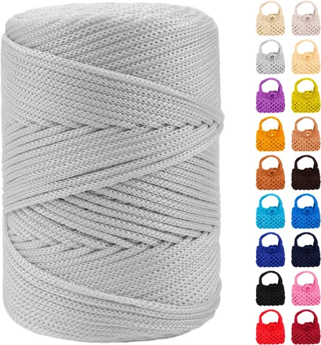 Miniatura 26 de Cordón de macramé de poliéster de 0.118 in x 185 yardas, cordón trenzado de macramé, bolsa de ganchillo, hilo de poliéster para ganchillo, bolsa