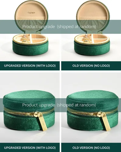 Miniatura 9 de TAIMY Joyero de viaje de terciopelo, estuche redondo y pequeño de joyería de viaje para mujeres y niñas, mini cajas organizadoras de viaje