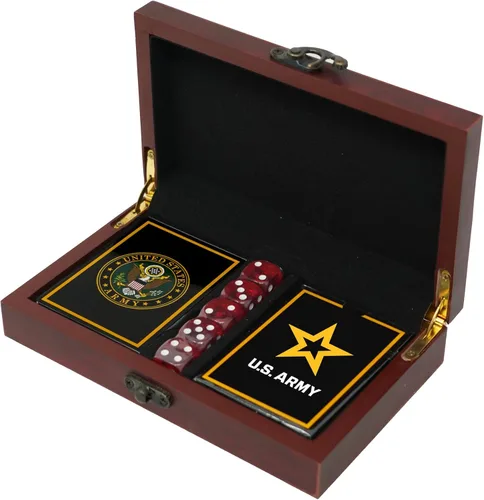 Miniatura 2 de Juego de regalo del ejército de los Estados Unidos Juego de cartas y dados Tarjetas de insignia de rango del ejército Regalos del ejército
