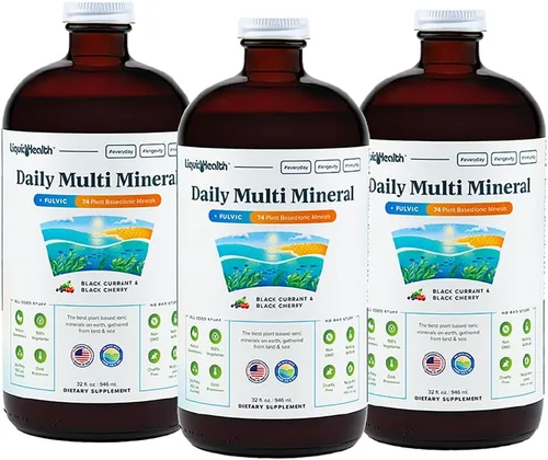 LIQUIDHEALTH Suplemento líquido multimineral diario con ácido fúlvico, acuamina iónica a base de plantas, minerales oceánicos – apoyo inmunológico,