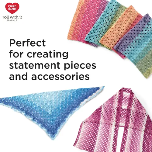 Miniatura 6 de Red Heart Roll with It Sparkle - Hilo de amatista – Paquete de 3 unidades de 5.29 oz/5.3 onzas, mezcla acrílica, 4 medianos (peinado), 561 yardas