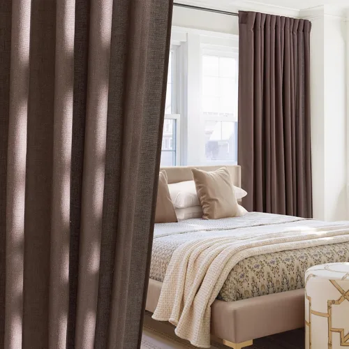 Miniatura 61 de NICETOWN Cortinas de lino grueso para dormitorio, privacidad añadida, bolsillo para barra y pestaña trasera, no se transparentan, mezcla de lino