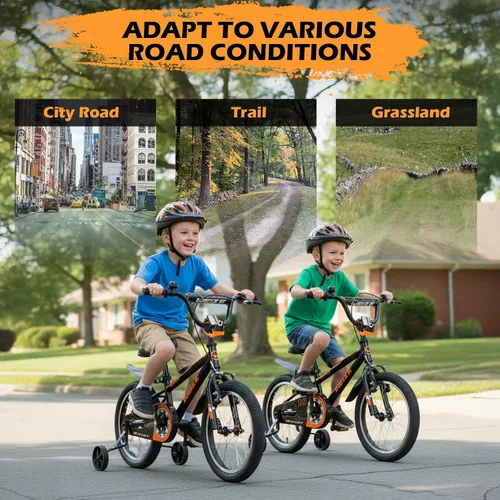 Miniatura 9 de WEIZE Bicicletas para niños, bicicleta estilo BMX para niños y niñas de 4 a 12 años de edad, bicicleta para niños con asiento ajustable, ruedas