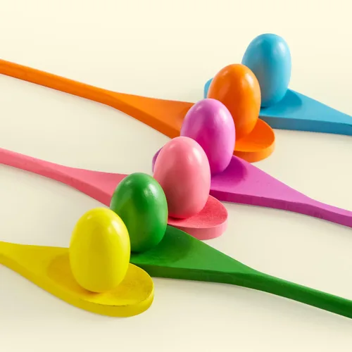 Miniatura 3 de JOYIN Juego de 24 piezas de huevos de Pascua y cuchara, juego de relevo de huevos de Pascua y cuchara, para 12 jugadores, juego de relevo de huevos