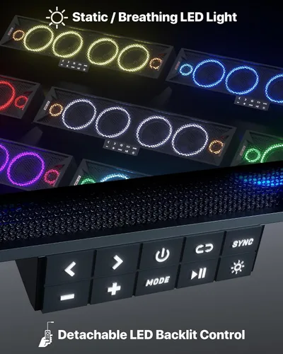 Miniatura 7 de GoHawk Barra de sonido UTV de 25 pulgadas, barra de sonido Bluetooth ATV de 6 altavoces con luces RGB, IP66 impermeable SXS y barra de sonido