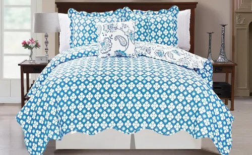 Miniatura 2 de BNF Home Juego de cobertor tipo Quilt reversible, con estampado de flores Paisley, 4