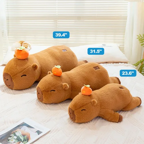 Miniatura 2 de PEACH CAT Caqui Capibara Peluche de 23.6 pulgadas de largo Animal de Peluche Capibara Lindos Juguetes de Peluche Regalos para Niños Marrón