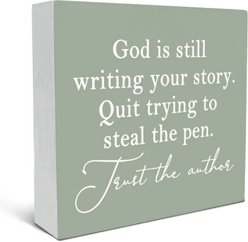 Miniatura 9 de SRADMO God Is Still Writing Your Story, decoración de versículos bíblicos para sala de oración, caja de madera negra cristiana para oficina en casa