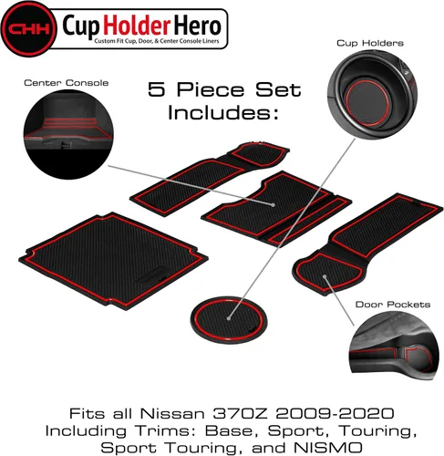 Miniatura 3 de CupHolderHero Compatible con accesorios Nissan 370Z 2009-2020, personalizables, interiores de alta calidad, antideslizantes, antipolvo, tapetes