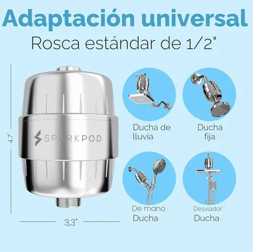 Miniatura 4 de SparkPod Filtro de cabezal de ducha de 23 etapas para cabello seco y piel – Filtros de ducha universales de alto rendimiento para eliminar productos