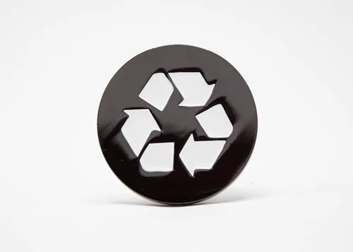 Miniatura 17 de Logotipo de reciclaje, emblema, medallón, cocina, oficina, parte delantera del gabinete, 1.5 pulgadas, acero inoxidable, latón, negro mate