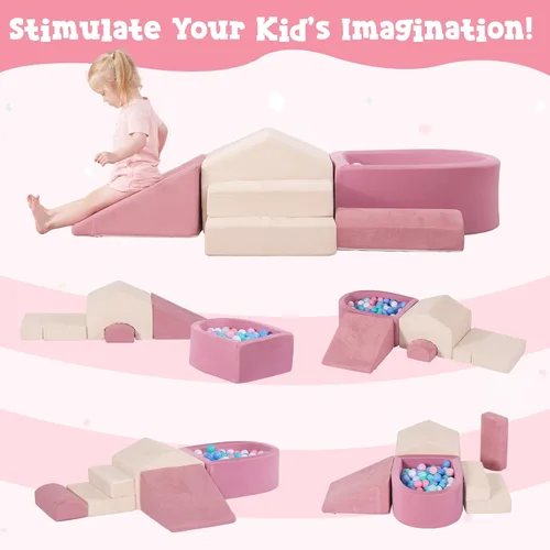 Miniatura 4 de STAOLENE 5 bloques de escalada de espuma para niños pequeños de 1 a 3 años, gimnasio Montessori para jugar en interiores con pozo de pelotas