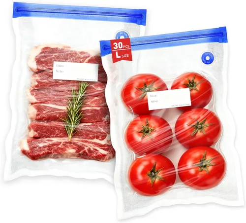 Miniatura 9 de 30 bolsas selladoras al vacío reutilizables para alimentos, bolsas de almacenamiento al vacío de 3 tamaños con clips de sellado y diseño a prueba