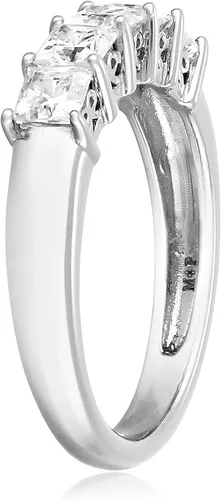 Miniatura 3 de Tienda Essentials Anillo de plata de ley chapada en platino o oro con 5 piedras de corte princesa hecho con circonitas Infinite Elements