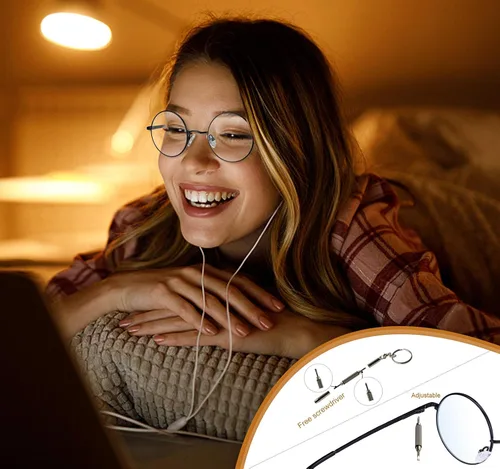 Miniatura 5 de Brigtlaiff - Lentes redondos con bloqueo de luz azul para hombres y mujeres, anteojos para computadora, juegos y TV, antifatiga ocular con marco
