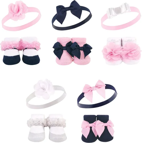Miniatura 3 de Hudson Baby Conjunto de regalo de diadema y calcetines para niña Flor azul marino rosa