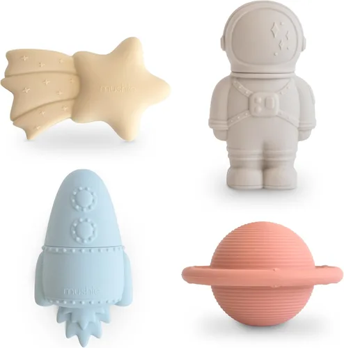 Miniatura 13 de mushie Vehículos Juguetes de baño para niños pequeños 100% silicona de grado alimenticio Libre de moho, paquete de 4