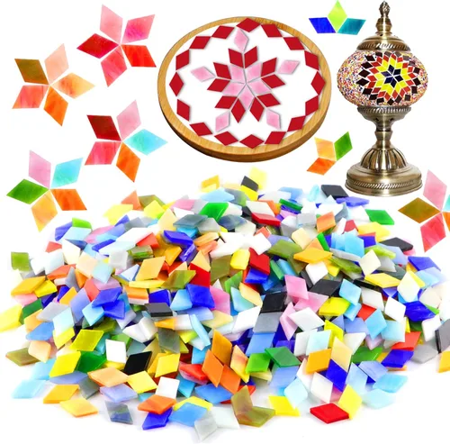 Miniatura 10 de 1100 Piezas de Azulejos de Mosaico, Azulejos de Mosaico de Vidrio para Manualidades al Por Mayor, Piezas de Vidrio de Mosaico Teñido, Suministros