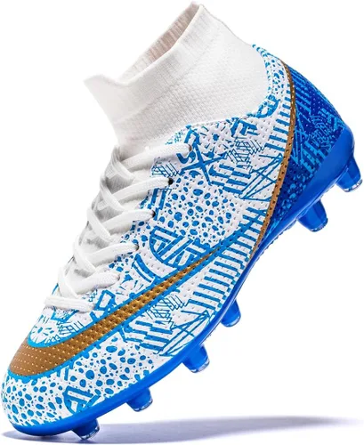 Favdeol Tacos de fútbol para niños y niñas, zapatos de fútbol para entrenamiento de alta calidad, zapatos de fútbol para exteriores e interiores