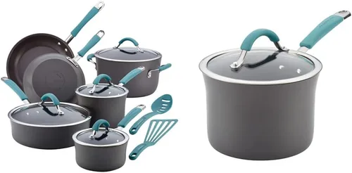 Miniatura 8 de Rachael Ray - 87630 Rachael Ray Cucina - Juego de ollas y sartenes antiadherentes anodizadas duras, 12 piezas y herramientas de cocina y artilugios