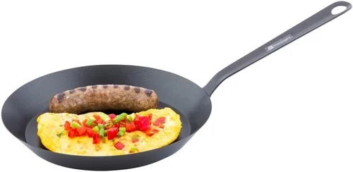 Miniatura 7 de Restaurantware Sartén redonda de 8 pulgadas, 1 sartén antiadherente, mango soldado, sartén de acero al carbono negro, utensilios de cocina