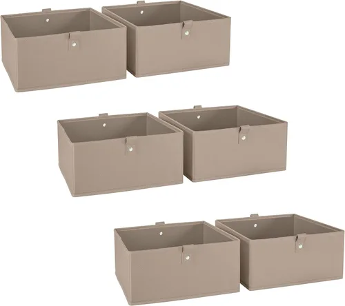 RiverRidge Juego de 6 contenedores de almacenamiento plegables para niños - Cajas de tela de 10.5"A x 5"Al con asas para organizador de armario y 6