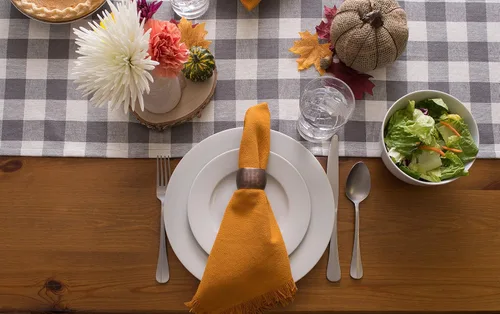 Miniatura 6 de DII Colección de Mesa a Cuadros Pesada con Flecos, Camino de Mesa, 14x72 pulgadas, Gris 2-Gris