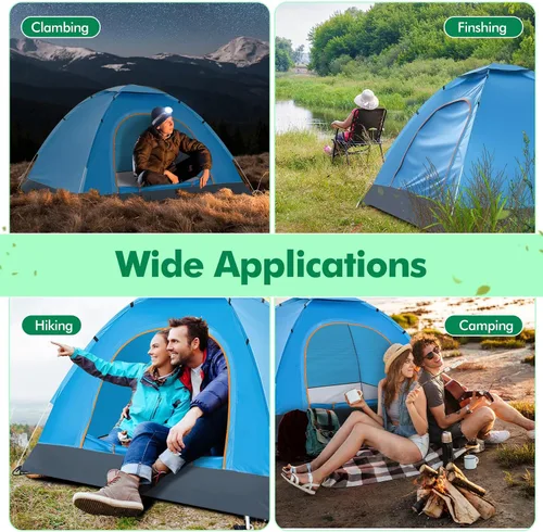 Miniatura 6 de Woanger Paquete de 6 tiendas de campaña a granel para 2 a 3 personas para personas sin hogar, tienda de campaña ligera al aire libre con mosca