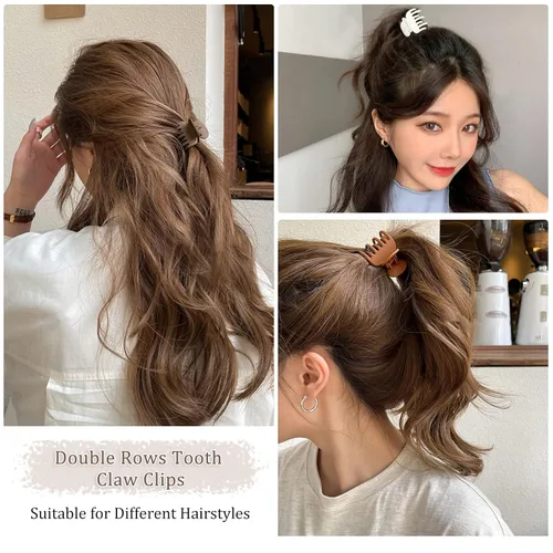 Miniatura 6 de 12 pinzas de garra de dientes de doble fila de 1.6 pulgadas, pinzas de mandíbula medianas – Accesorios para el cabello pequeño mate y brillante