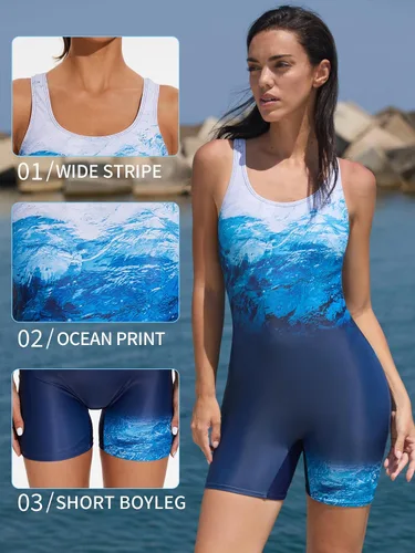 Miniatura 28 de ATTRACO Traje de baño deportivo de una pieza para mujer, traje de baño deportivo de entrenamiento