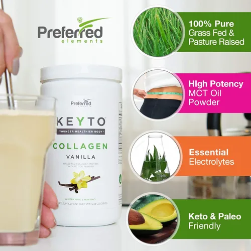 Miniatura 2 de Proteína en polvo de colágeno cetogénico con aceite MCT – Proteína en polvo de colágeno Keto y Paleo, apta para dieta baja en carbohidratos