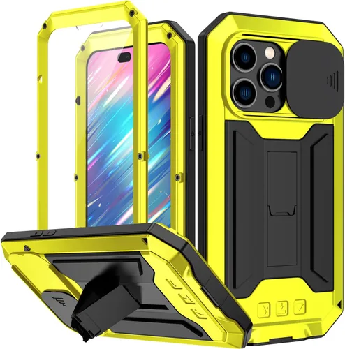 Miniatura 10 de Simicoo Funda compatible con iPhone 14 con protector de cámara de pantalla con función atril, resistente al agua, de metal militar, resistente