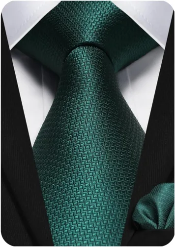 Miniatura 330 de HISDERN Conjunto de corbata a cuadros a cuadros pañuelo tejido clásico formal para hombre corbata y bolsillo cuadrado