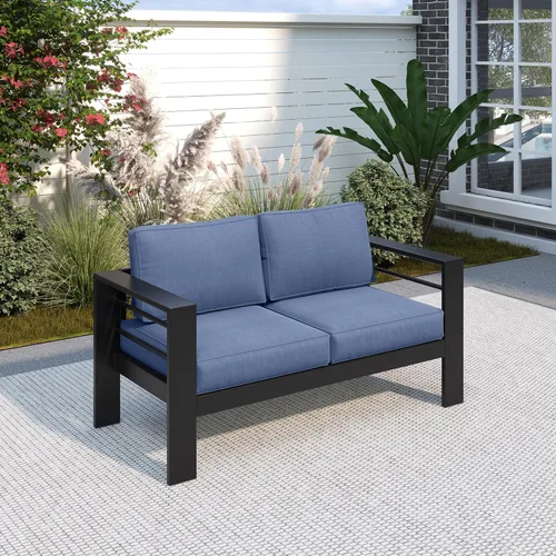 Miniatura 47 de Solaste Aluminum Patio Sofa with Coffee Table,3 PCS Patio Furniture Set with Cushions, All-Weather Outdoor Sofa for Balcony, Deck, Backyard, Porch